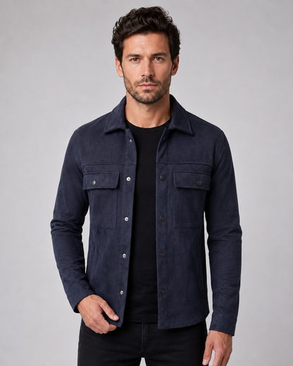 Giacca Camicia Uomo Effetto Camoscio Slim