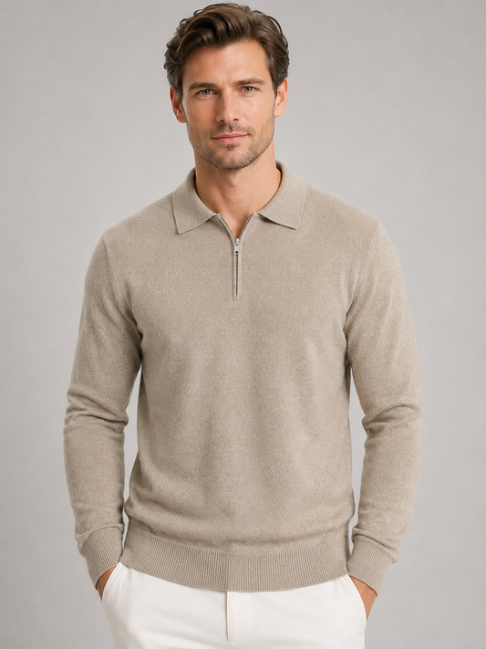 Maglione Uomo Collo Polo con Mezza Zip