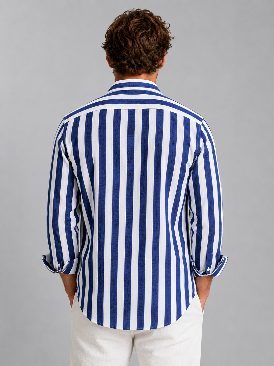 Camicia Uomo a Righe Effetto Lino Estiva Rilassata