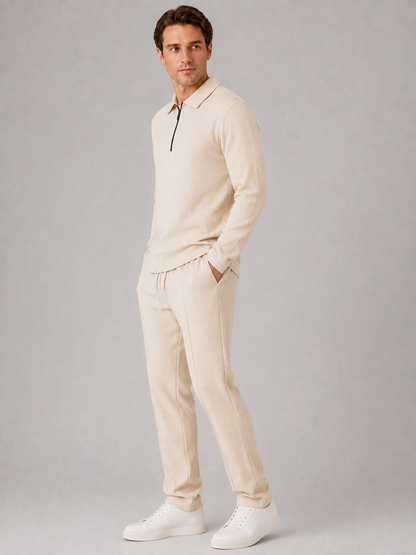 Completo Uomo Polo Mezza Zip e Pantaloni Smart Casual