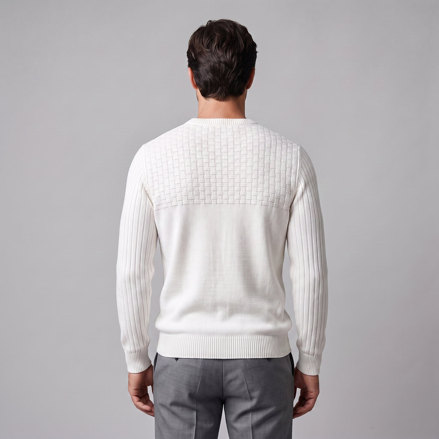 Maglione Uomo Girocollo in Maglia a Intreccio Texturizzato
