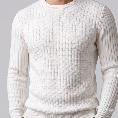 Maglione Uomo Girocollo in Maglia a Intreccio Texturizzato