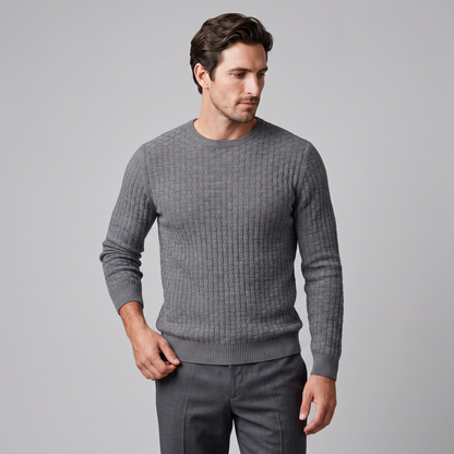 Maglione Uomo Girocollo in Maglia a Intreccio Texturizzato