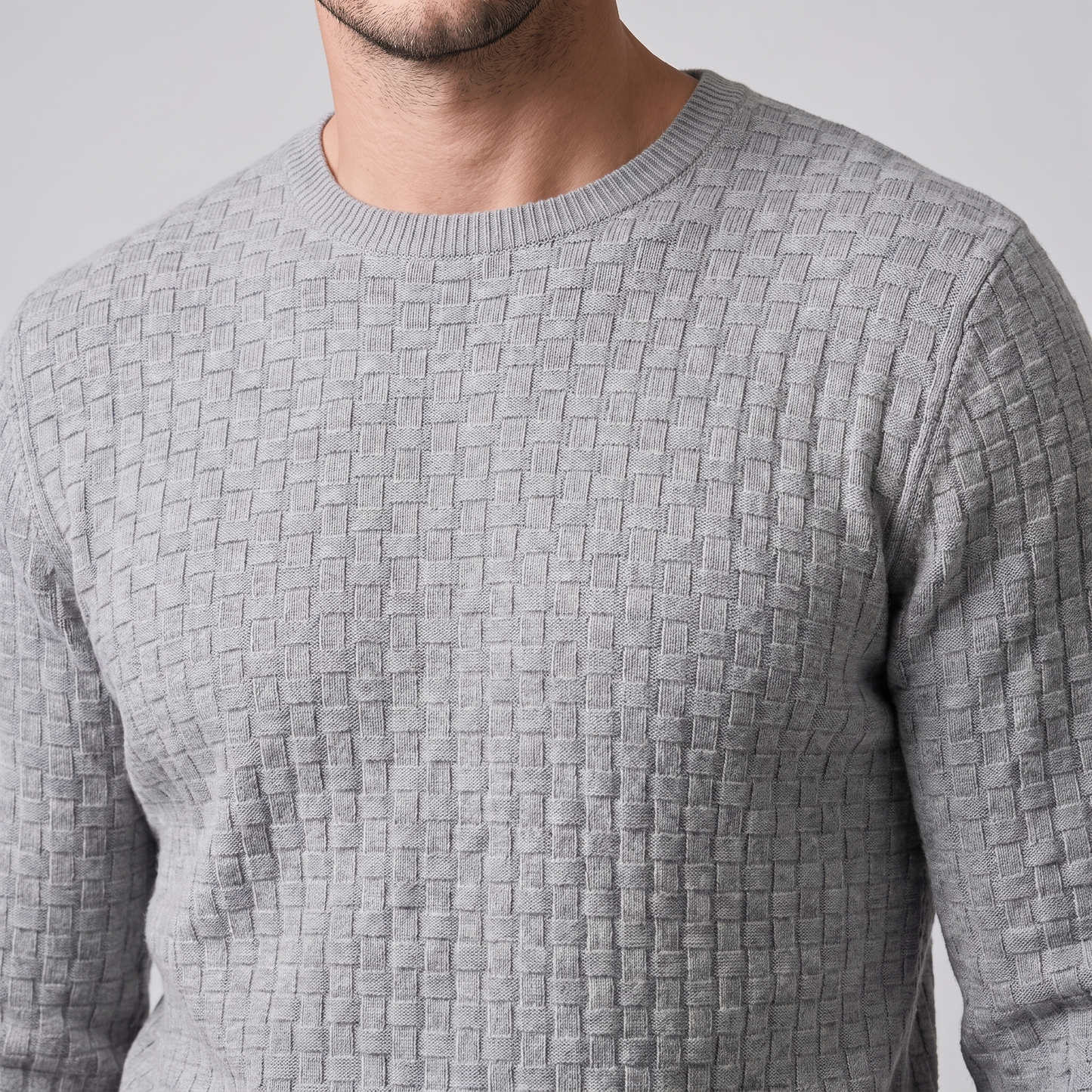 Maglione Uomo Girocollo in Maglia a Intreccio Texturizzato