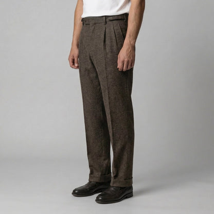 Pantaloni Uomo Eleganti con Pince e Regolatori Laterali