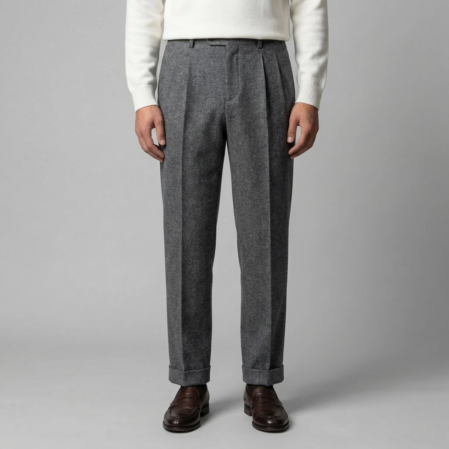 Pantaloni Uomo Eleganti con Pince e Regolatori Laterali