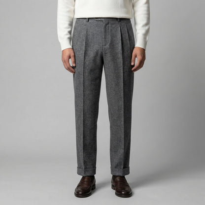 Pantaloni Uomo Eleganti con Pince e Regolatori Laterali
