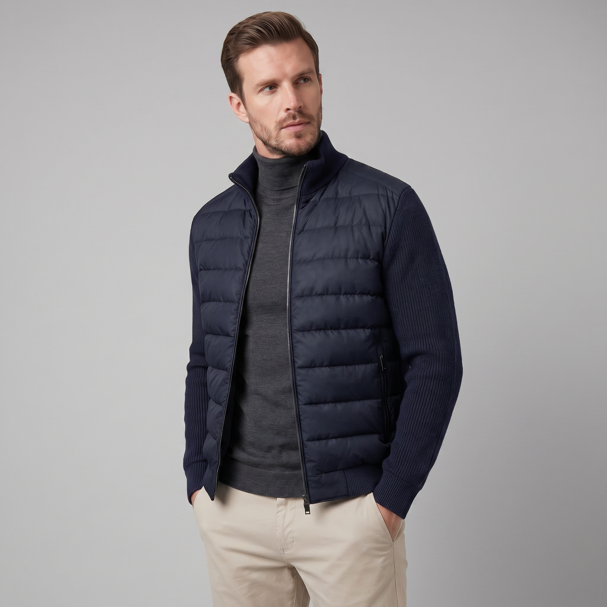 Piumino Uomo con Maniche in Maglia