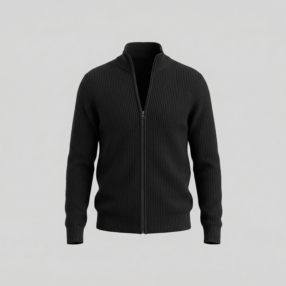 Cardigan Uomo in Maglia a Coste con Zip Classico
