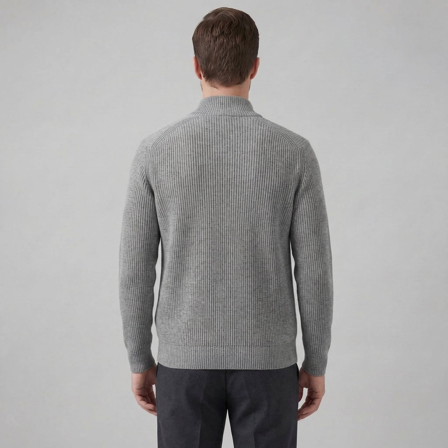 Cardigan Uomo in Maglia a Coste con Zip Classico