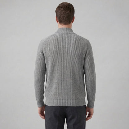 Cardigan Uomo in Maglia a Coste con Zip Classico