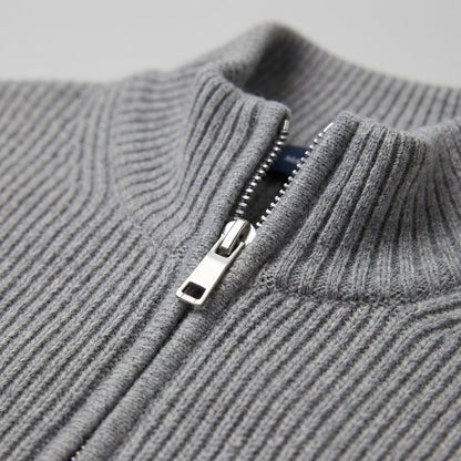 Cardigan Uomo in Maglia a Coste con Zip Classico