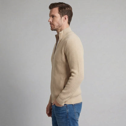 Cardigan Uomo in Maglia a Coste con Zip Classico
