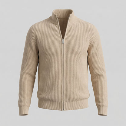 Cardigan Uomo in Maglia a Coste con Zip Classico