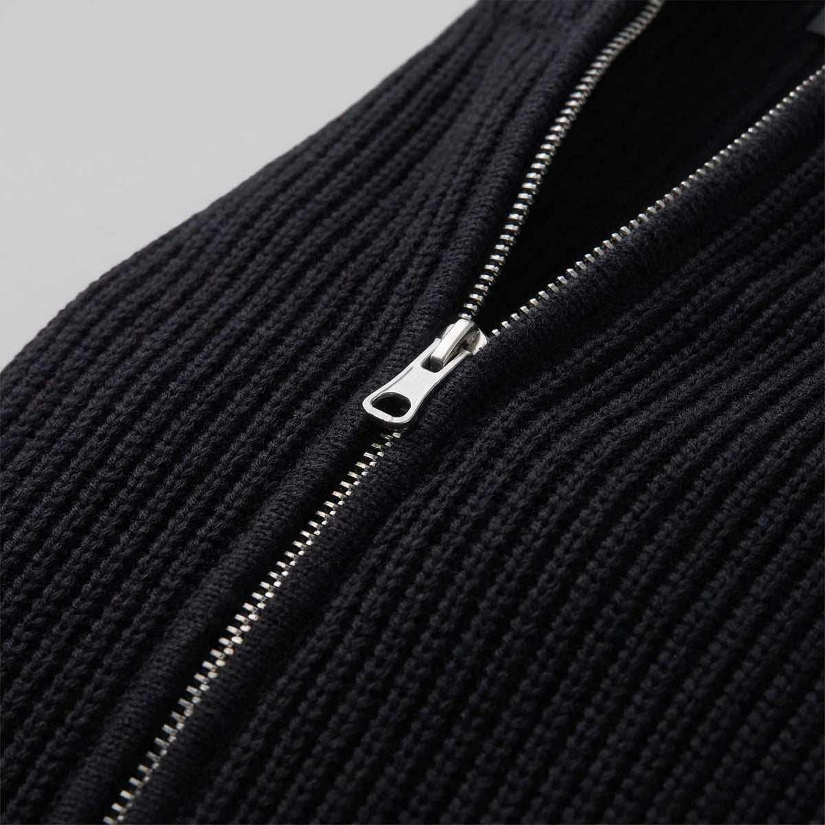 Cardigan Uomo in Maglia a Coste con Zip Classico