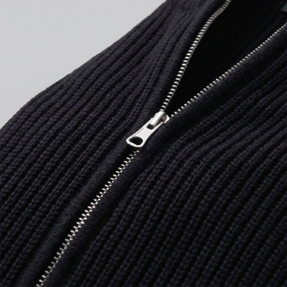 Cardigan Uomo in Maglia a Coste con Zip Classico