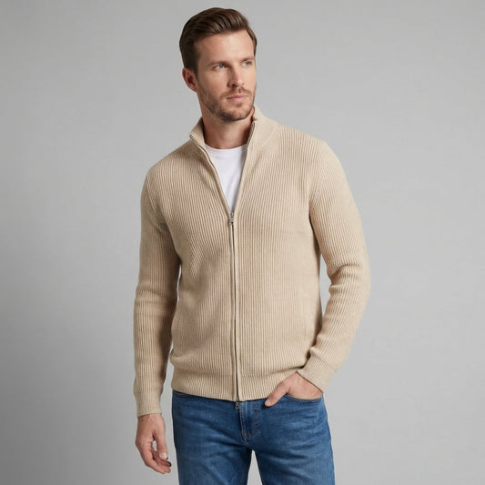 Cardigan Uomo in Maglia a Coste con Zip