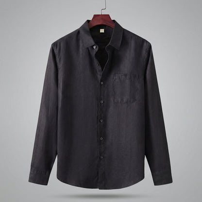 Camicia Uomo in Lino Maniche Lunghe con Taschino