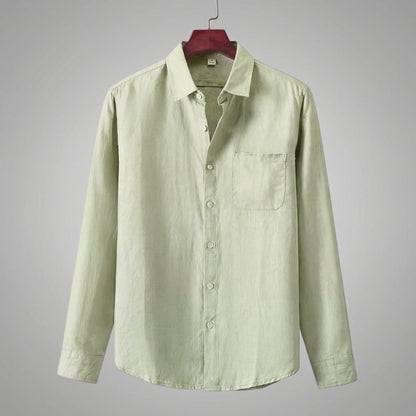 Camicia Uomo in Lino Maniche Lunghe con Taschino