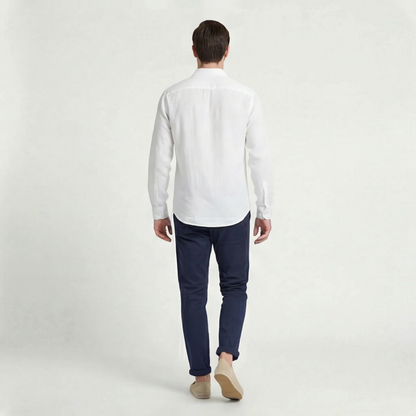 Camicia Uomo in Lino Maniche Lunghe con Taschino