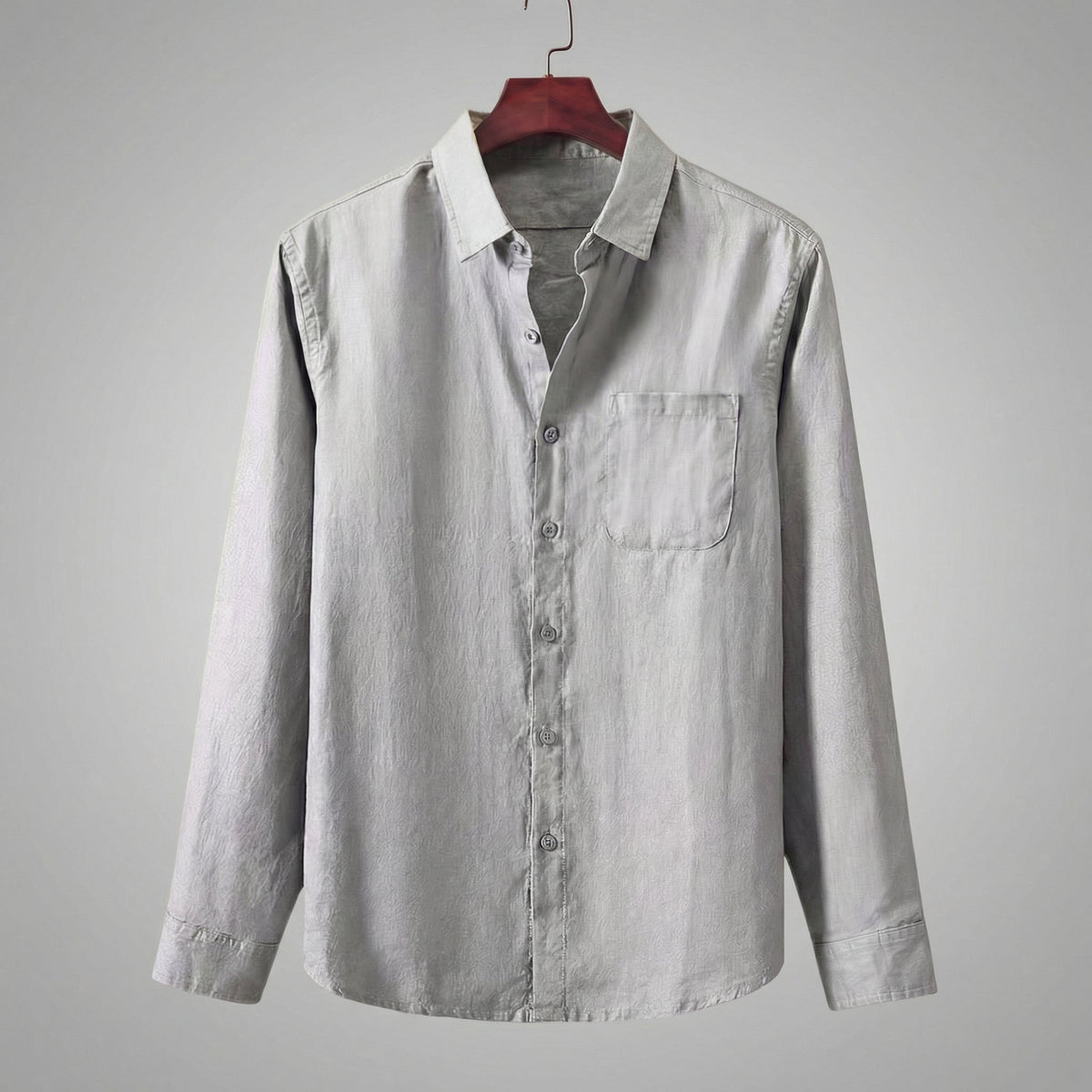 Camicia Uomo in Lino Maniche Lunghe con Taschino