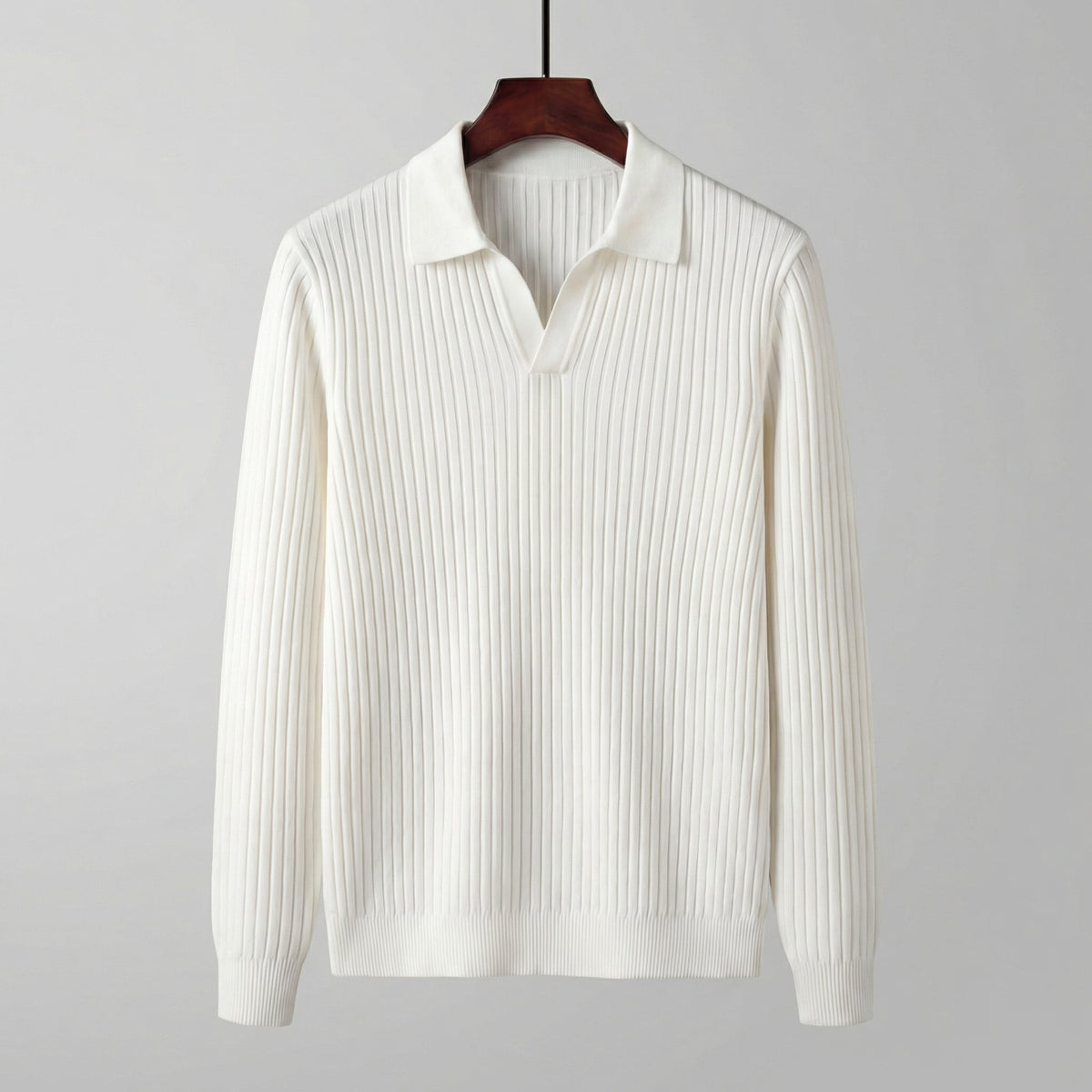 Polo Uomo Maniche Lunghe Scollo a V Leggera