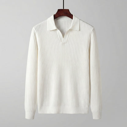 Polo Uomo Maniche Lunghe Scollo a V Leggera