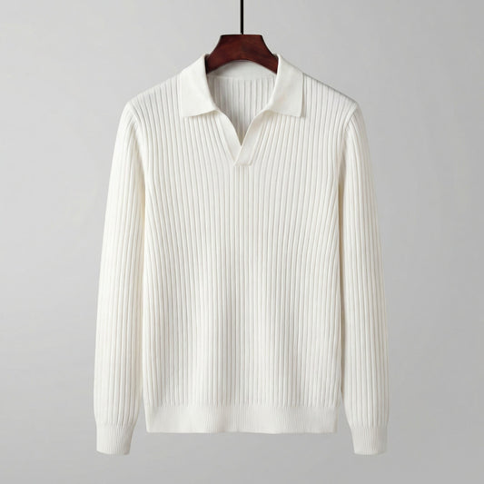 Polo Uomo Maniche Lunghe Scollo a V Leggera