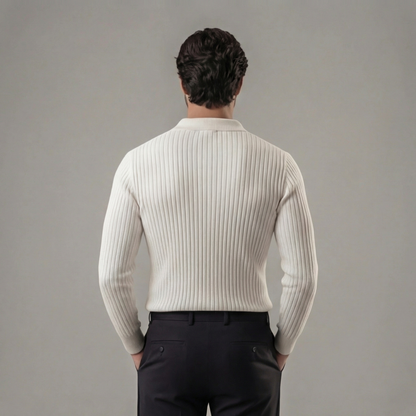 Polo Uomo Maniche Lunghe Scollo a V Leggera