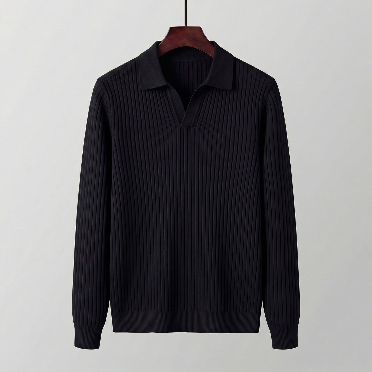 Polo Uomo Maniche Lunghe Scollo a V Leggera