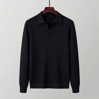 Polo Uomo Maniche Lunghe Scollo a V Leggera
