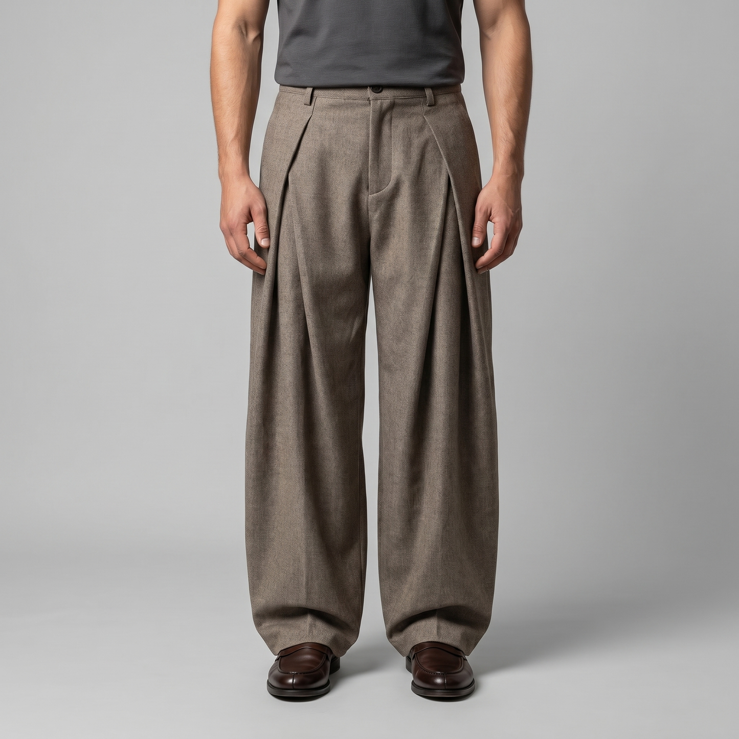Pantaloni Uomo Sartoriali Gamba Ampia con Pince
