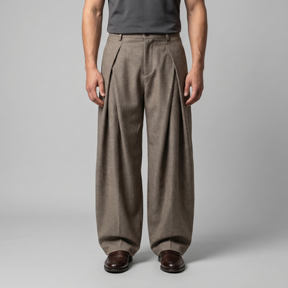 Pantaloni Uomo Sartoriali Gamba Ampia con Pince