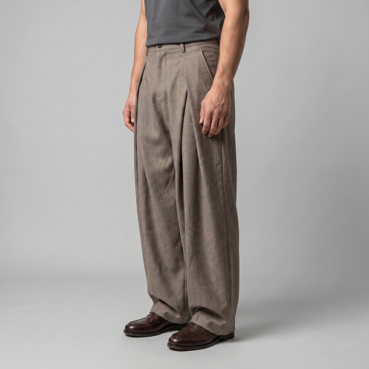 Pantaloni Uomo Sartoriali Gamba Ampia con Pince