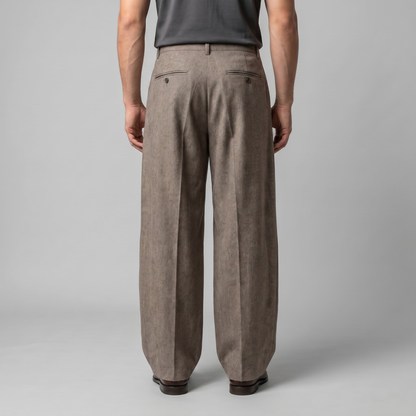 Pantaloni Uomo Sartoriali Gamba Ampia con Pince