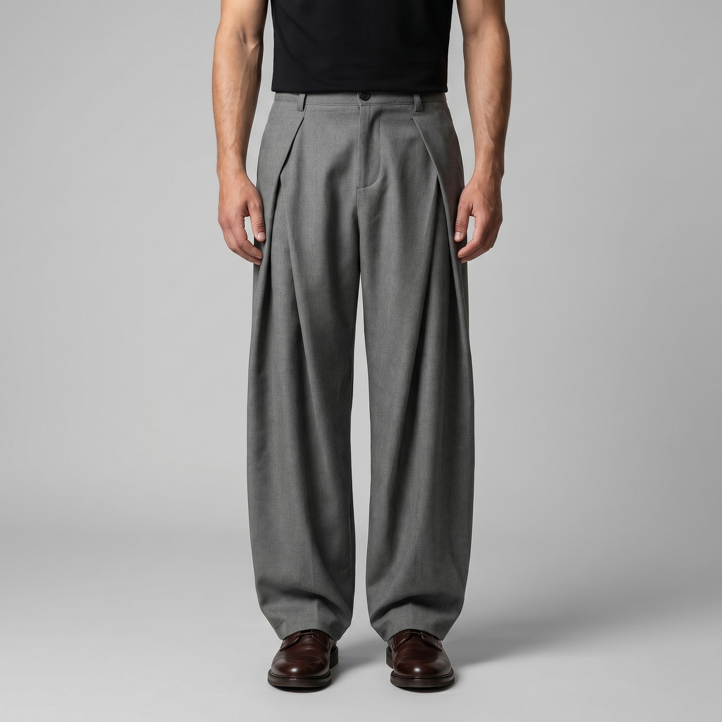 Pantaloni Uomo Sartoriali Gamba Ampia con Pince