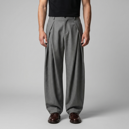Pantaloni Uomo Sartoriali Gamba Ampia con Pince