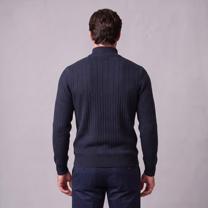 Maglione Uomo Mezza Zip in Cotone a Coste Zip Oro
