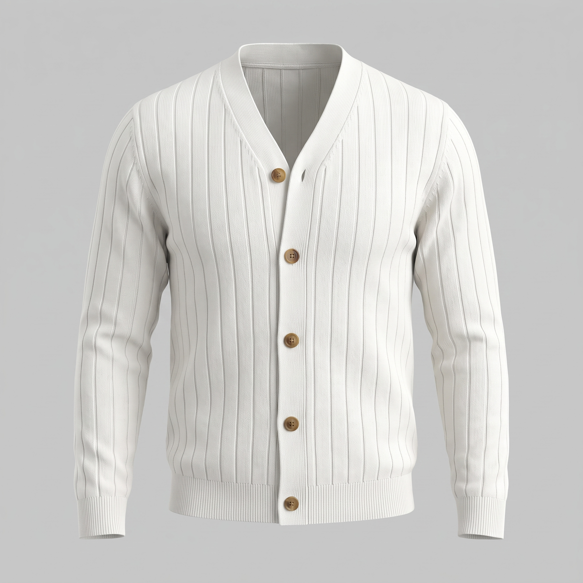 Cardigan Uomo Scollo a V in Maglia a Coste con Bottoni