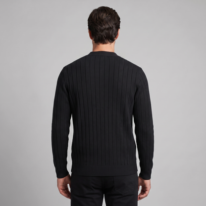 Cardigan Uomo Scollo a V in Maglia a Coste con Bottoni