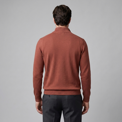 Maglione Uomo Slim Mezza Zip in Maglia Fine Collo Alto