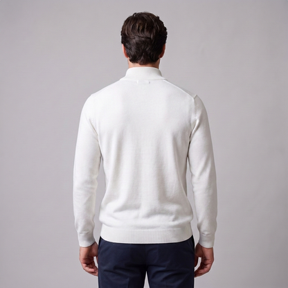 Maglione Uomo Slim Mezza Zip in Maglia Fine Collo Alto