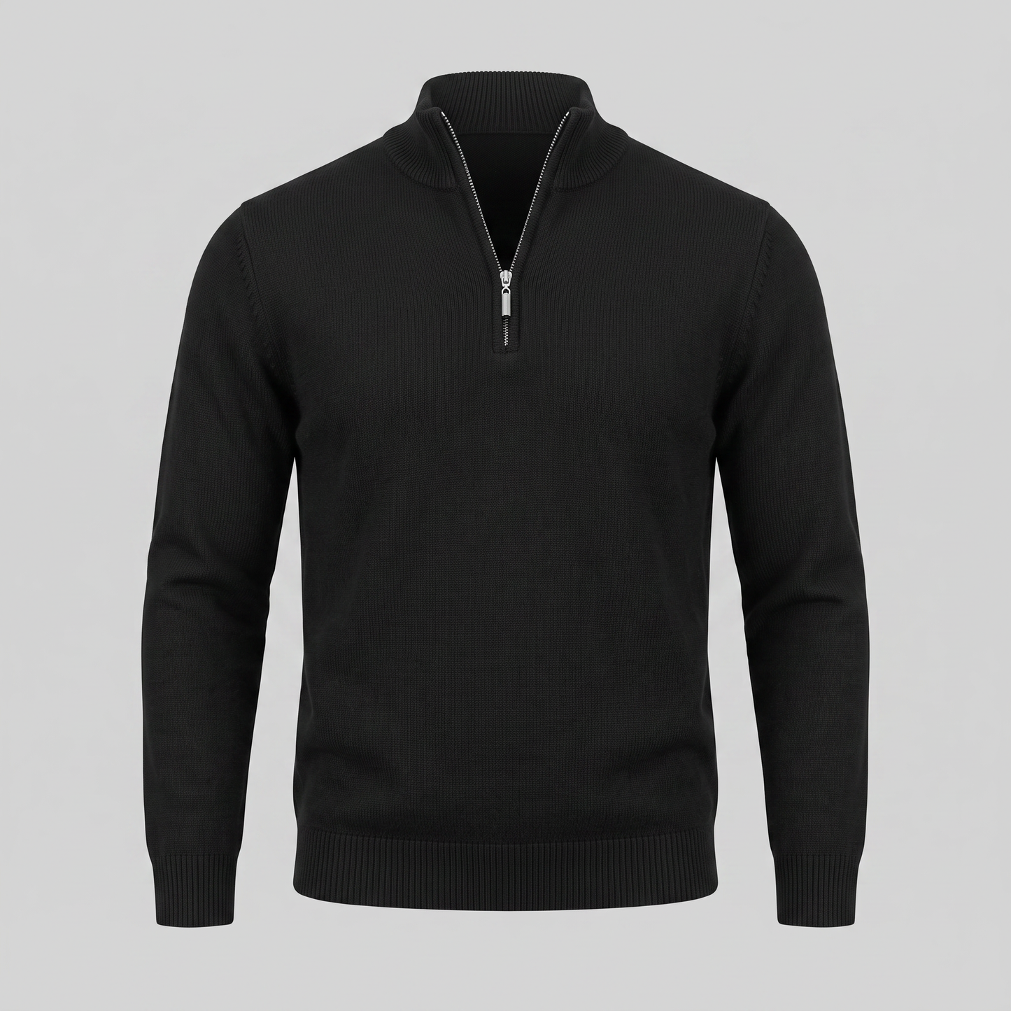 Maglione Uomo Slim Mezza Zip in Maglia Fine Collo Alto
