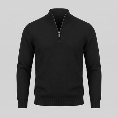Maglione Uomo Slim Mezza Zip in Maglia Fine Collo Alto