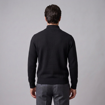 Maglione Uomo Slim Mezza Zip in Maglia Fine Collo Alto