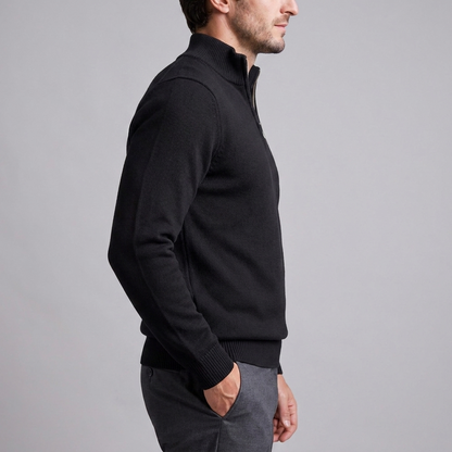 Maglione Uomo Slim Mezza Zip in Maglia Fine Collo Alto