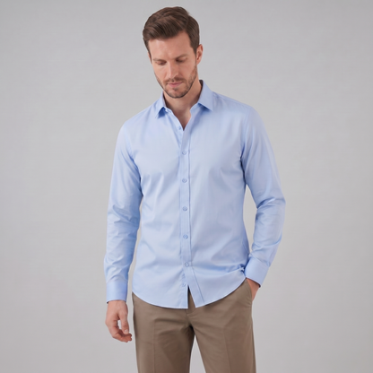 Camicia Uomo Elegante Slim Fit Maniche Lunghe Business