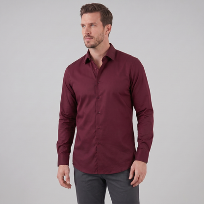 Camicia Uomo Elegante Slim Fit Maniche Lunghe Business