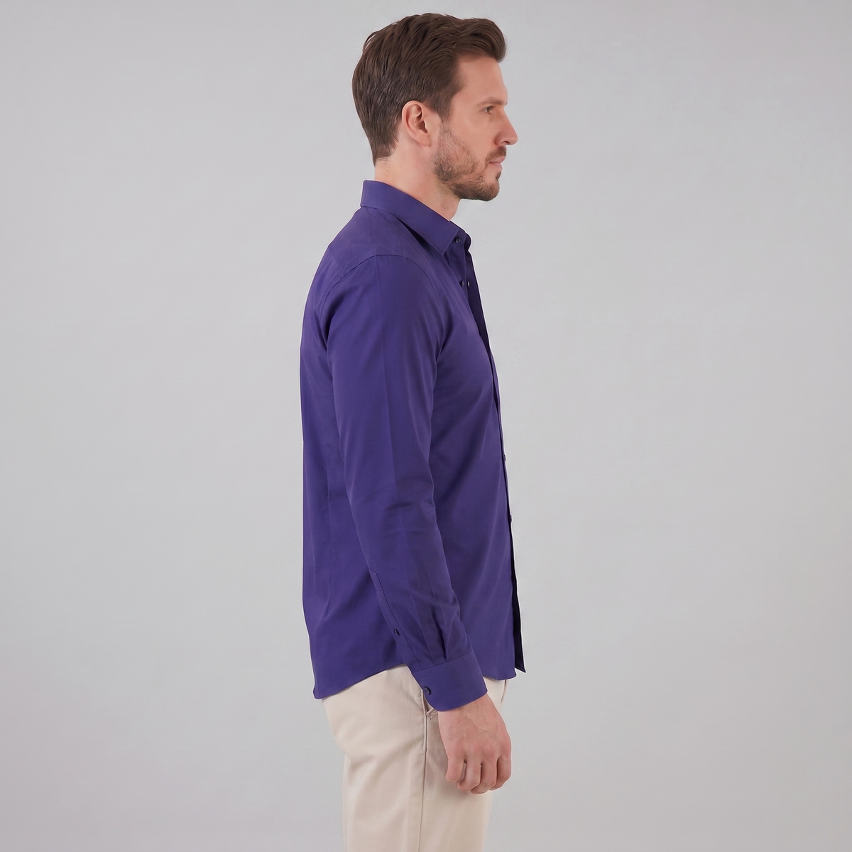 Camicia Uomo Elegante Slim Fit Maniche Lunghe Business