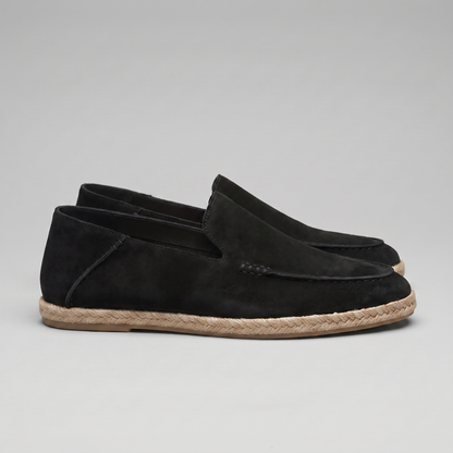 Mocassini Uomo in Camoscio Espadrillas Suola in Corda